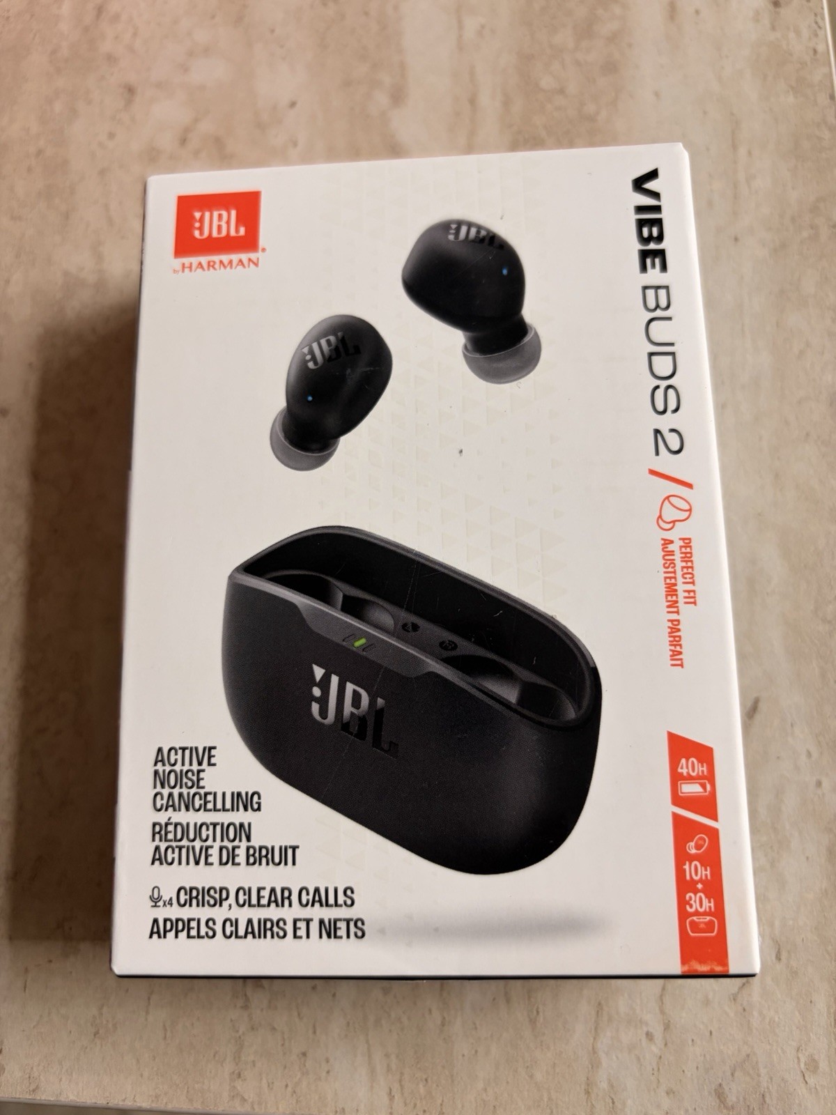 JBL Vibe Buds 2 Black Bluetooth Earbuds Active Noise Cancellation, Clear Calls