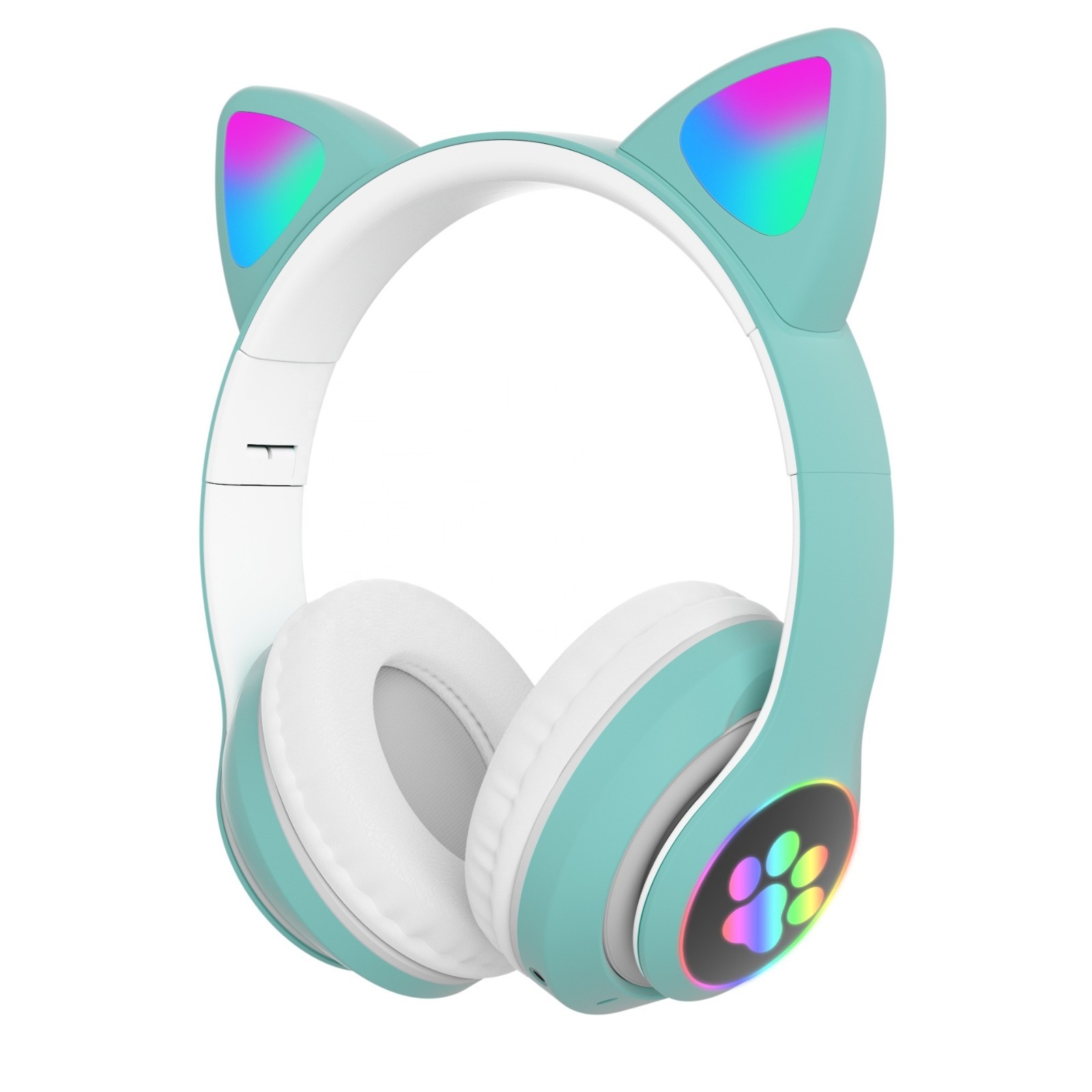 Kids Wireless Bluetooth Cat Ear Headphones LED Light Over Ear Headset