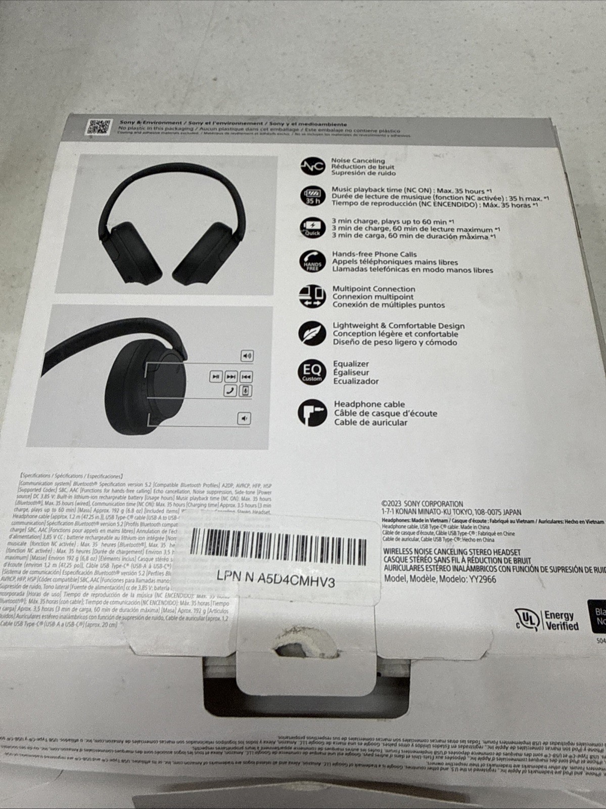 Sony WH-CH720N Wireless Noise Cancelling Headphone, Black – Open Box