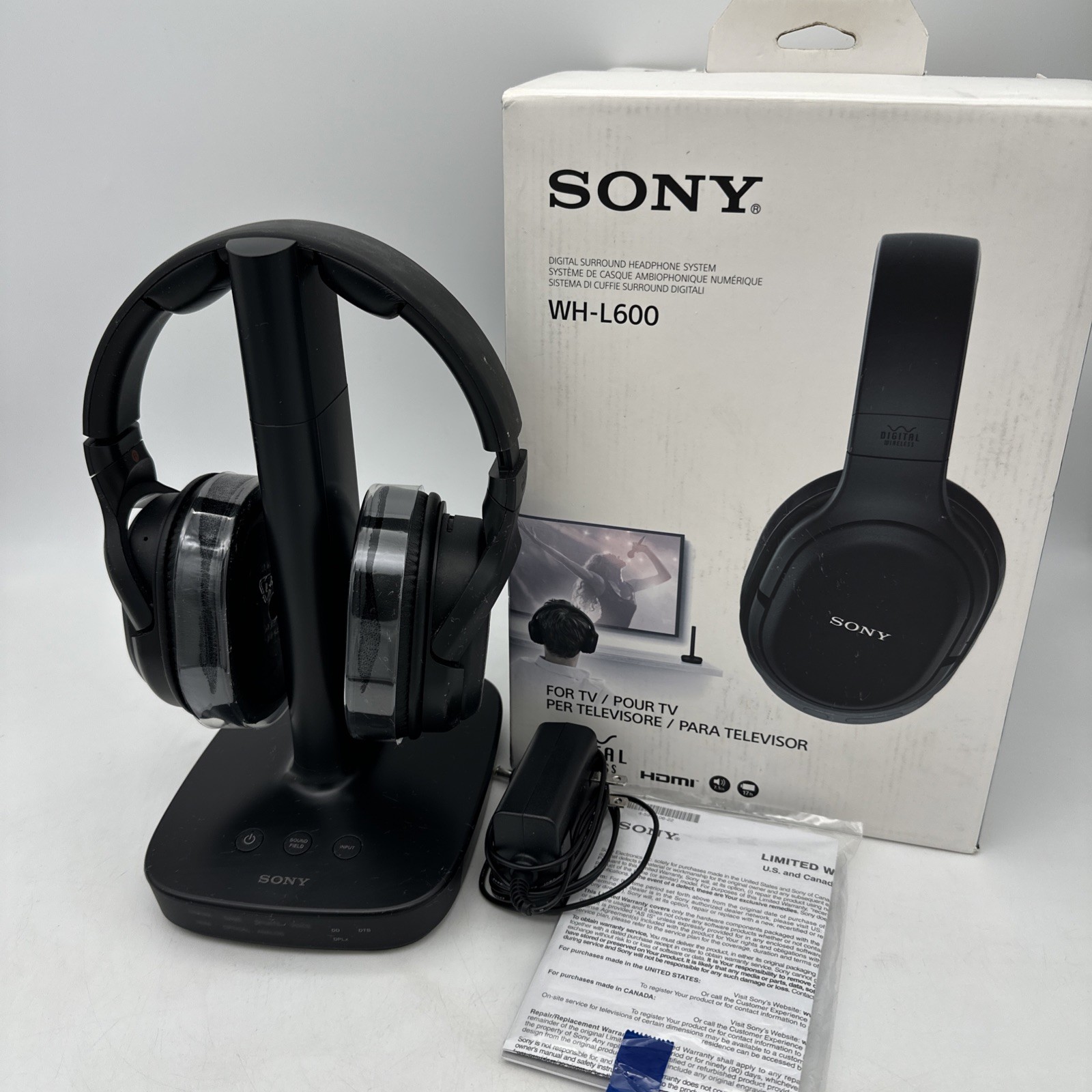 Sony WH-L600 Digital Surround Wireless Headphones Black Great Condition