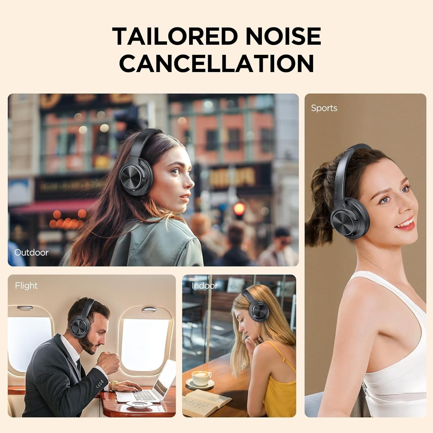 Comfort Fit Noise Cancelling Headphones – Wireless, Deep Bass, App Customization