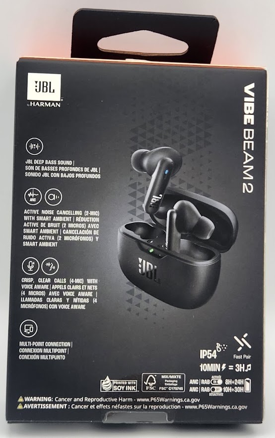 JBL Vibe Beam 2 – True Wireless Noise Cancelling Earbuds – Black Brand New