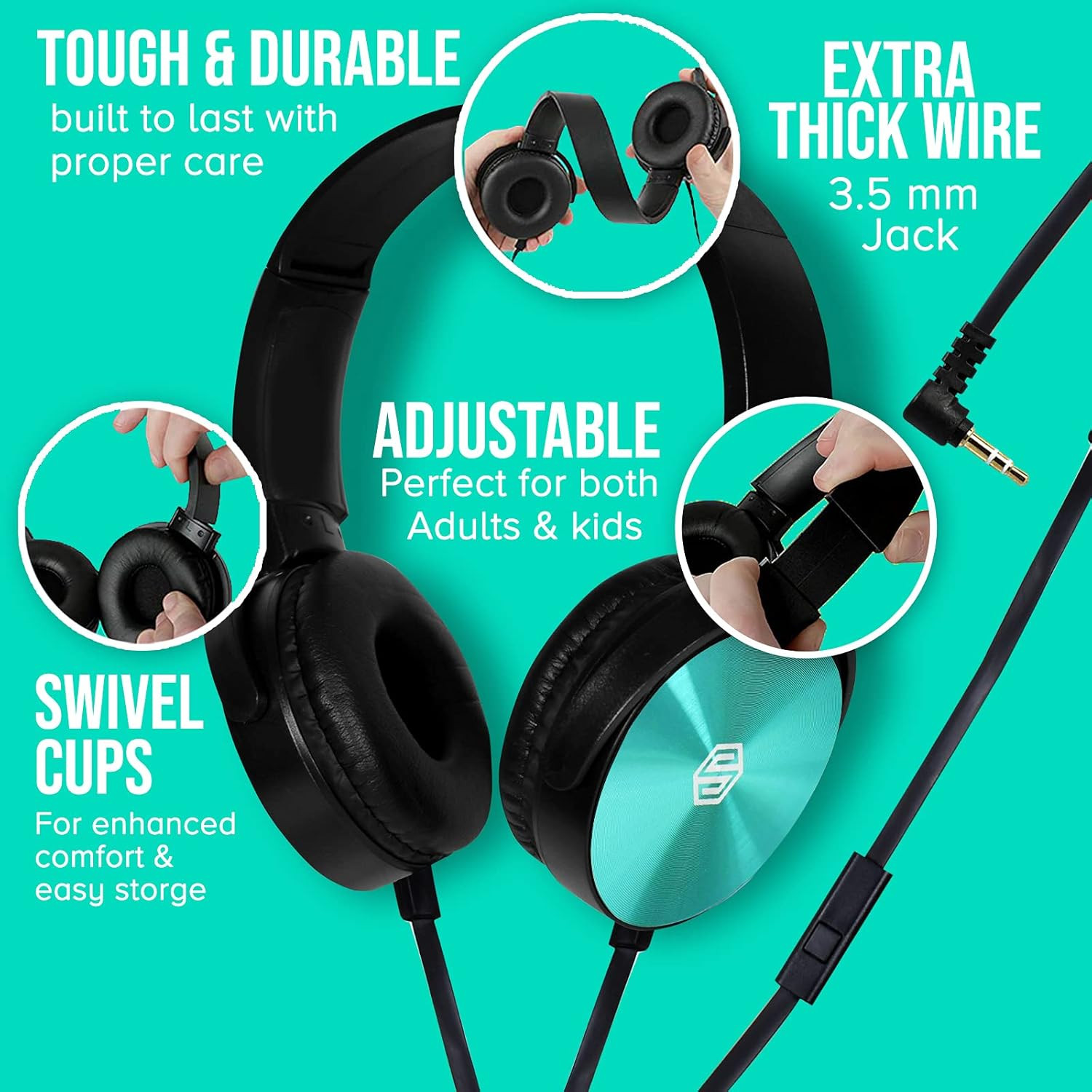 Classroom Headphones-Bulk 25-Pack, with Microphone Student on Ear Comfy Swivel E