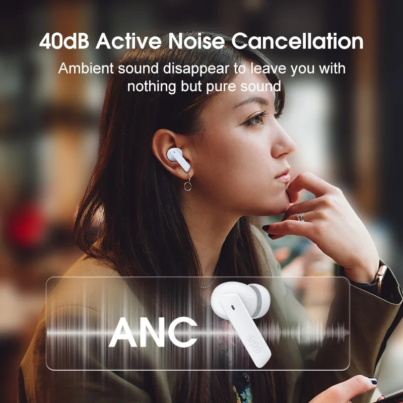 HT05 Melobuds ANC Wireless Earphones 40Db Noise Cancellation, 6 Mic HD Call