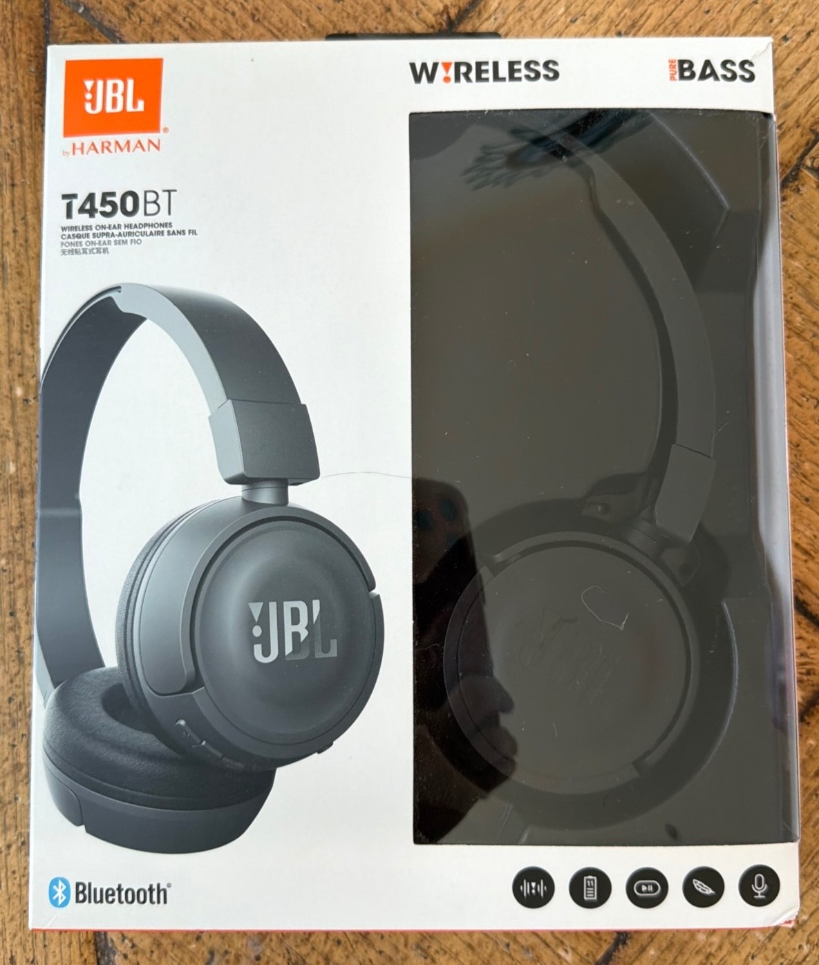 JBL T450BTBLK Wireless On-ear Headphones – Black