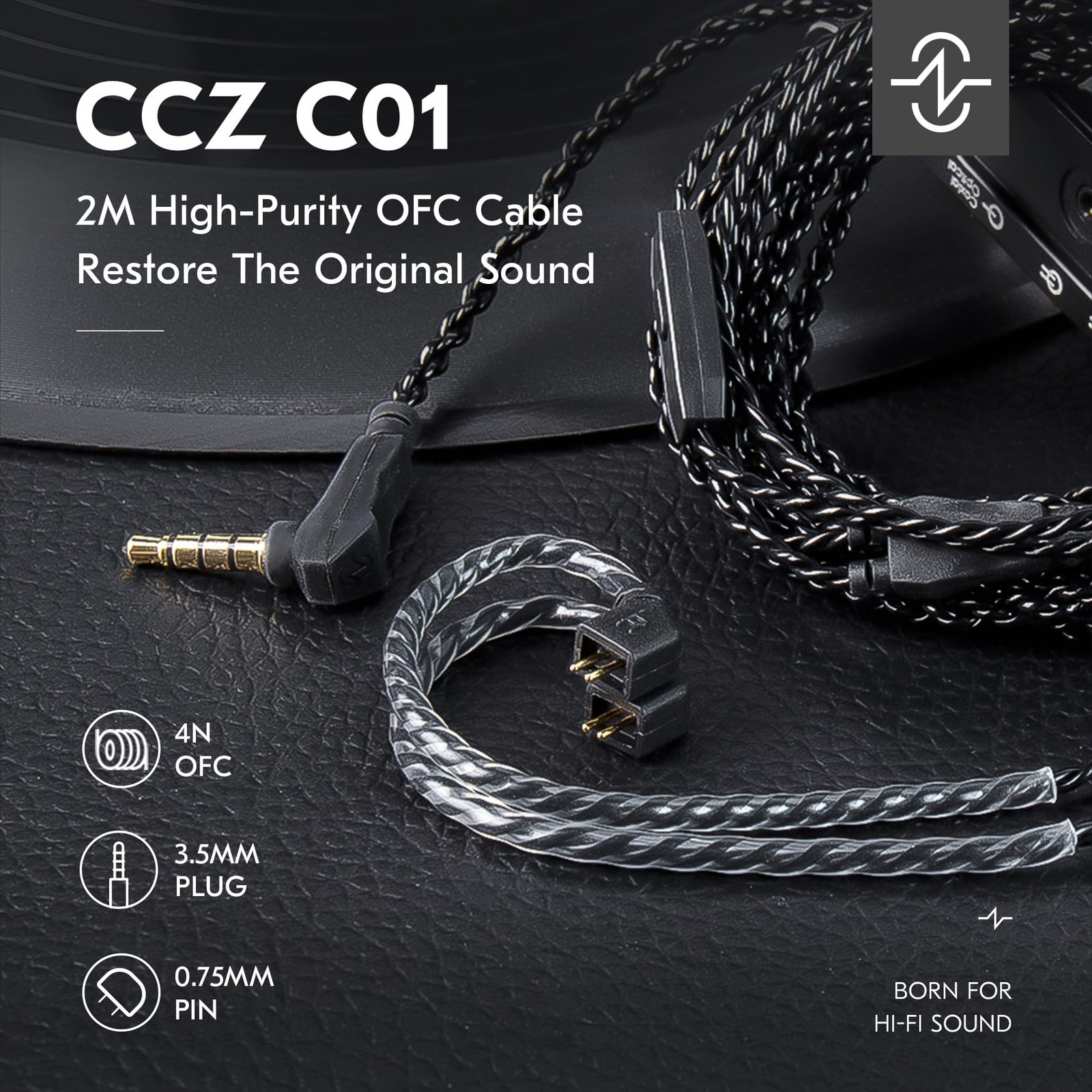 EZ EAR KZ ZS10 PRO Cable QDC 3.5mm no Mic Dark