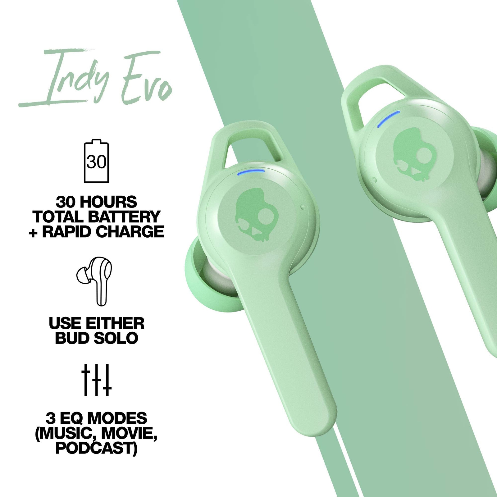 Skullcandy Indy Evo True Wireless In-Ear Earbud – Pure Mint