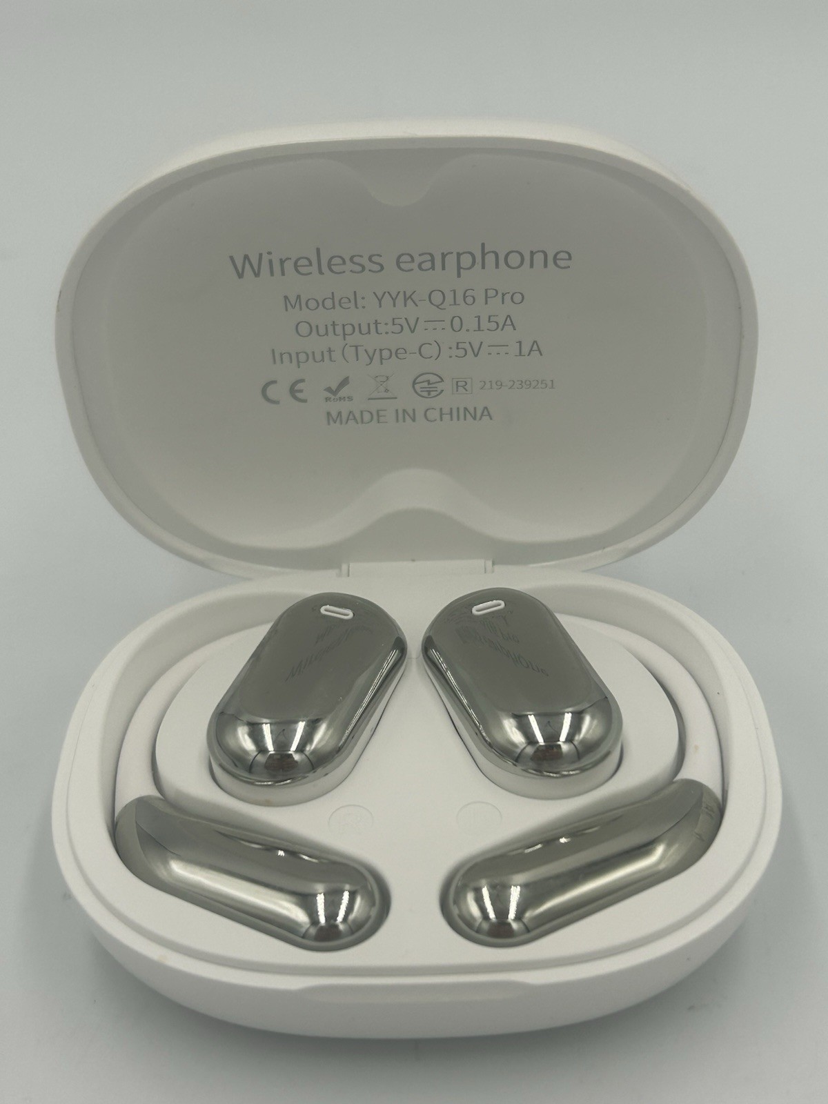 YYK YYK-Q16 Pro Bluetooth Wireless In-Ear Earbuds w/ Charging Case Silver/White