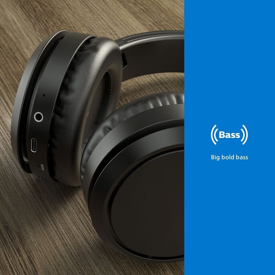 Philips H5205 Over-Ear Bluetooth Wireless Headphones, (BLACK), NEW
