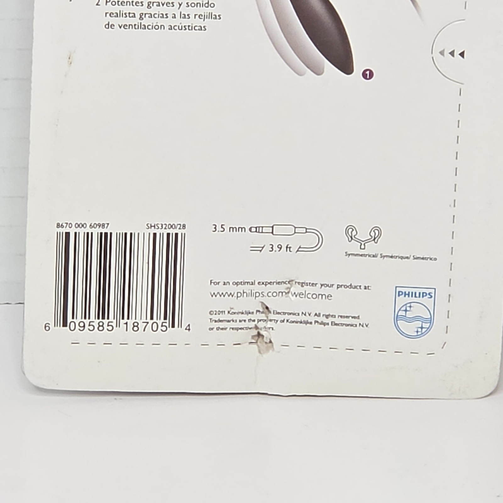 Philips Flexible Fit Wired Earhook Headphones Extra Bass Black (New)