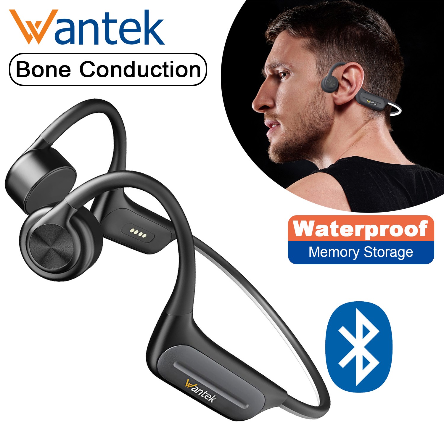 Bone Conduction Earbuds Bluetooth IP68 32GB MP3 Open-ear Headphone for Workouts
