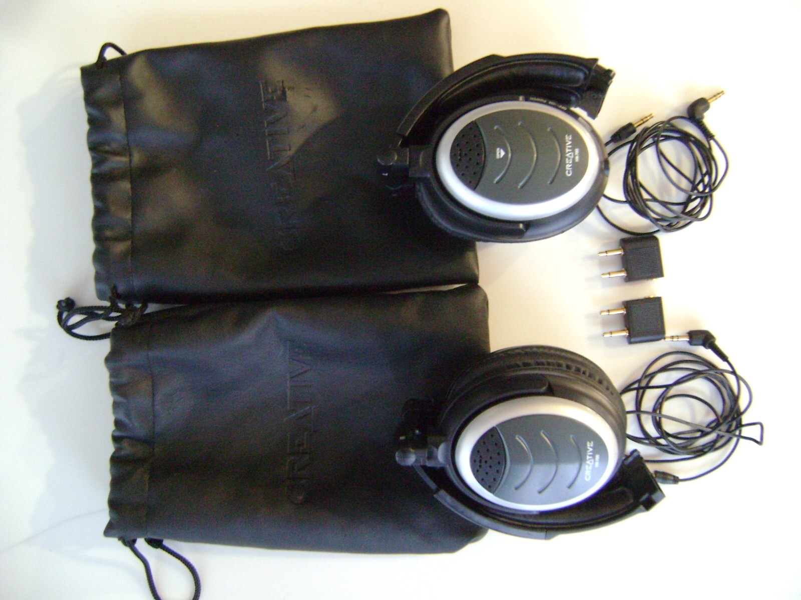 Creative HN-700 Active Noise-Canceling Folding Headphones Airplane Adapter Aux
