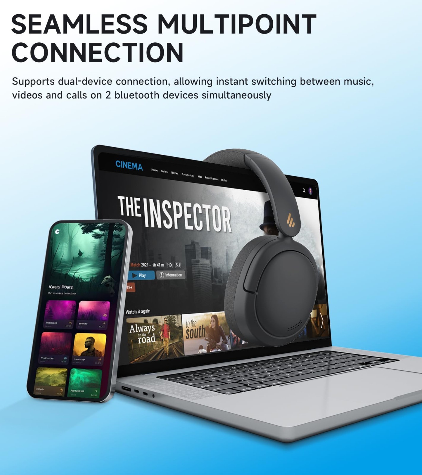 Wireless Over-Ear Headphones – Active Noise Cancelling, Hi-Res Audio, 45H Playti