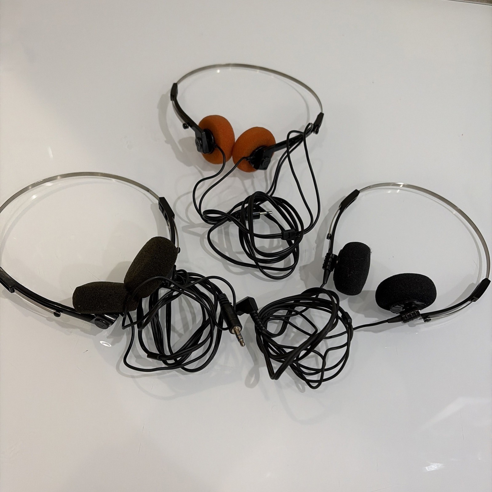 Vintage Wired Adjustable Headphones Lot Black & Orange