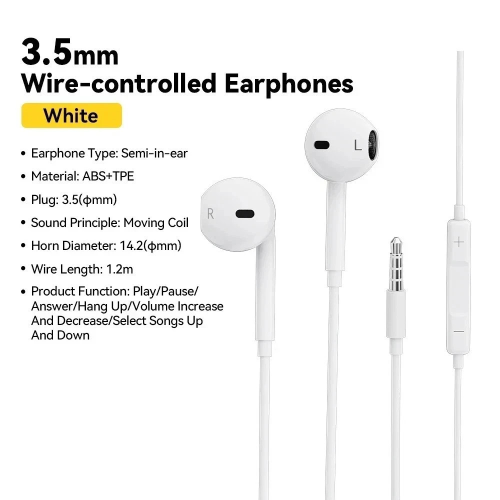 Essager 3.5mm Wired Earphones In-Ear Headset with Microphone Stereo Headphones