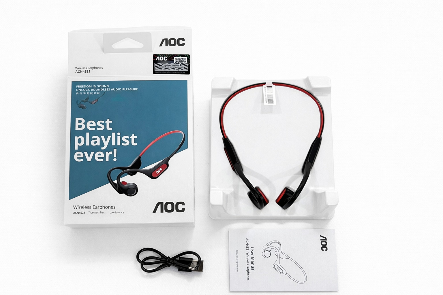 AOC ACN4521 Bluetooth 5.4 Open-Ear Design Bone Conduction Sports Headphones