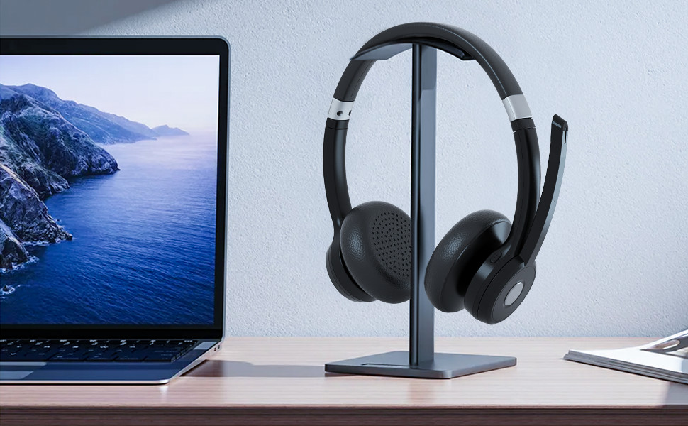 Wireless Bluetooth Headset w/ Mic Noise Cancellation For Phones PC Skype Meeting