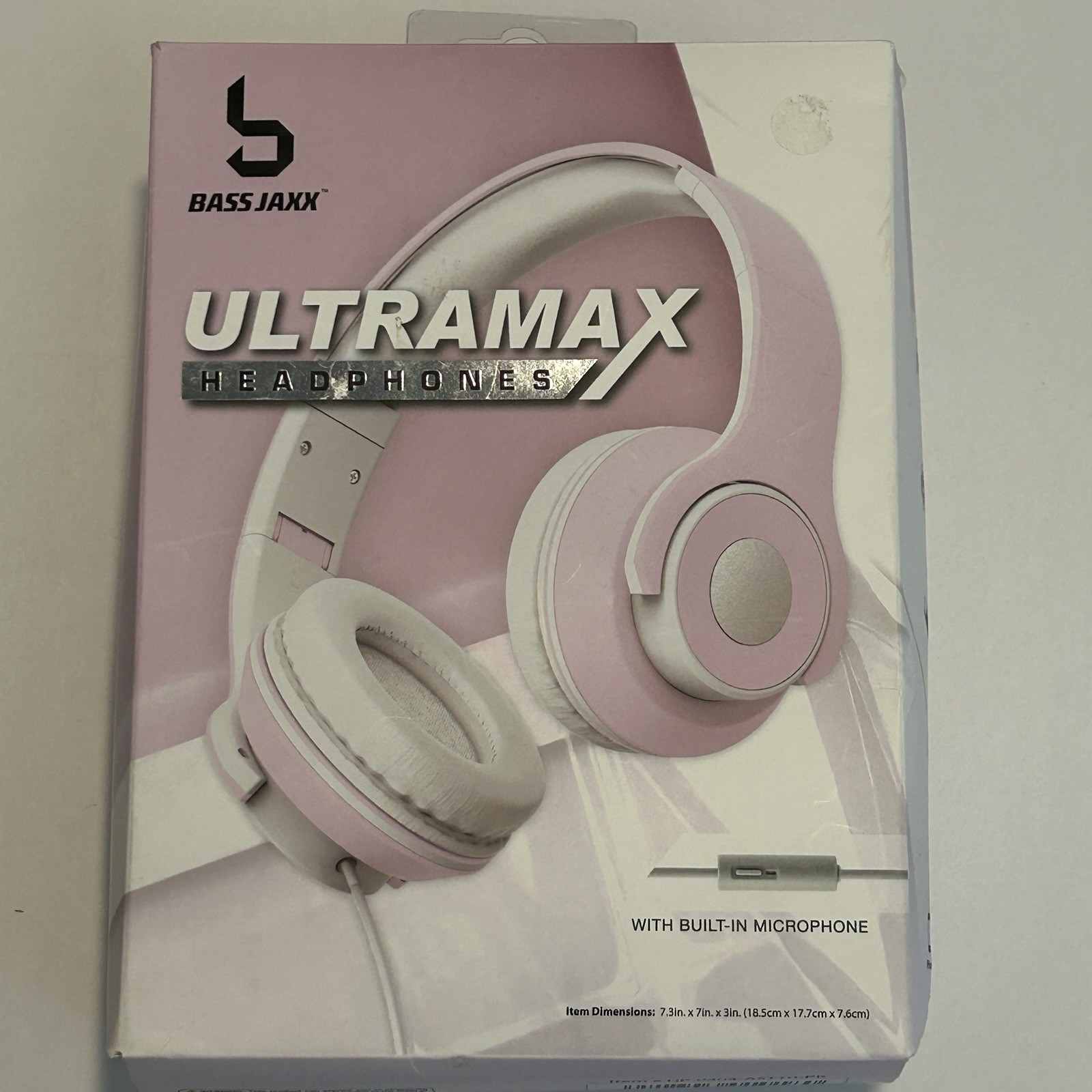Pink Wired Headphones w Mic Bass Jaxx Ultramax Foldable 3.5mm Open Box Tested