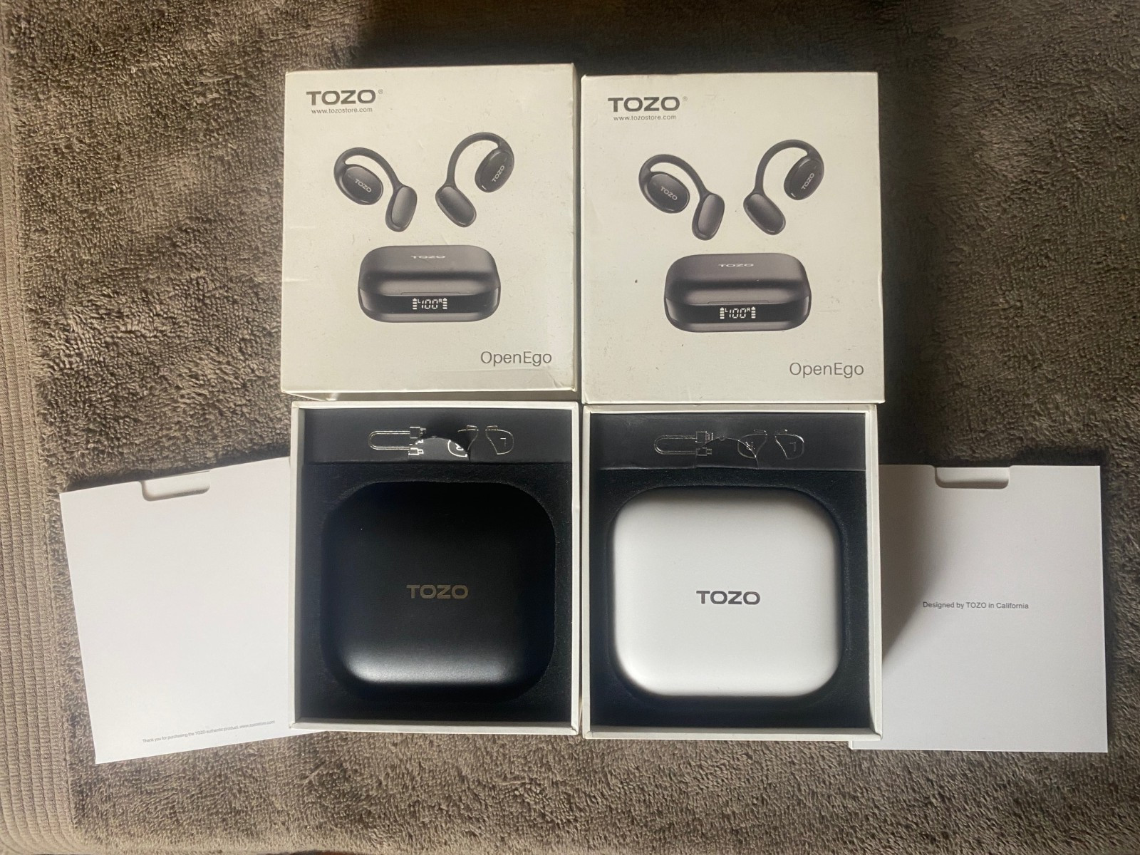 TOZO OpenEgo True Wireless Open Ear Headphone,5.3 Bluetooth Sport Black/White