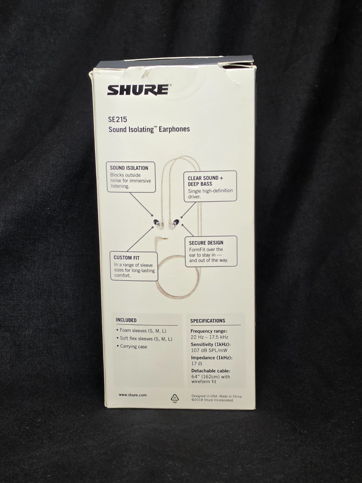 Shure SE215 Single Driver In-Ear Monitors, Clear