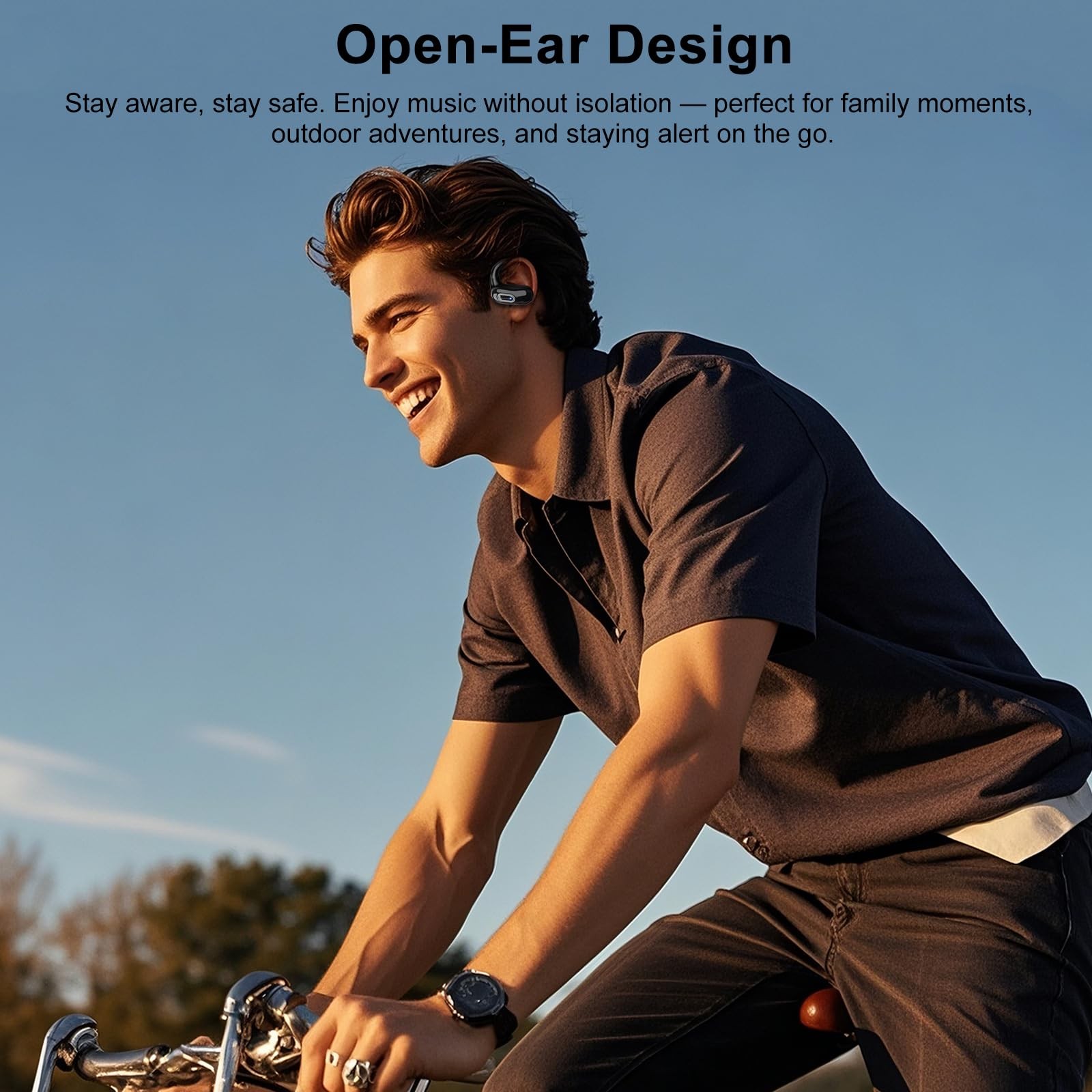 Open Ear Headphones, Bluetooth 5.4 Earbuds, 50H, Air Conduction Ear Buds, HD …