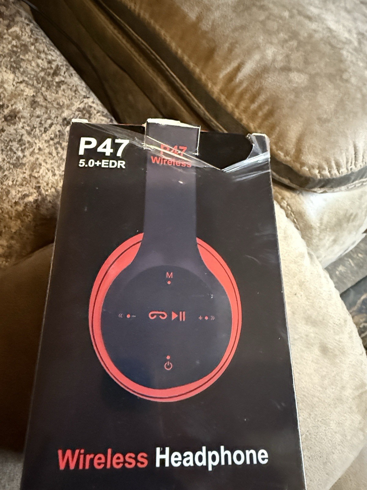 P47 P47 5.0+EDR Wireless Bluetooth On-Ear Headband Headphones Red/Black