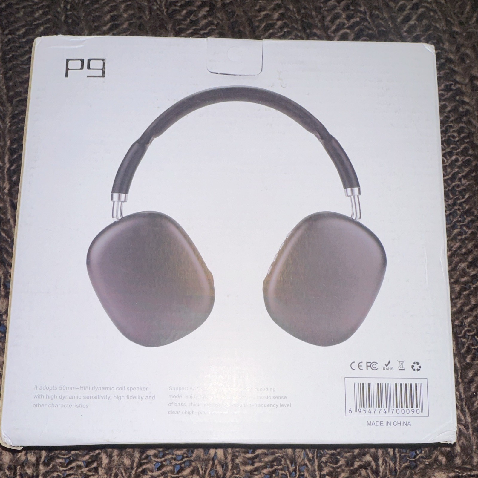 P9 Over-Ear Bluetooth Wireless Headphones Black Built-In Mic 50mm Drivers
