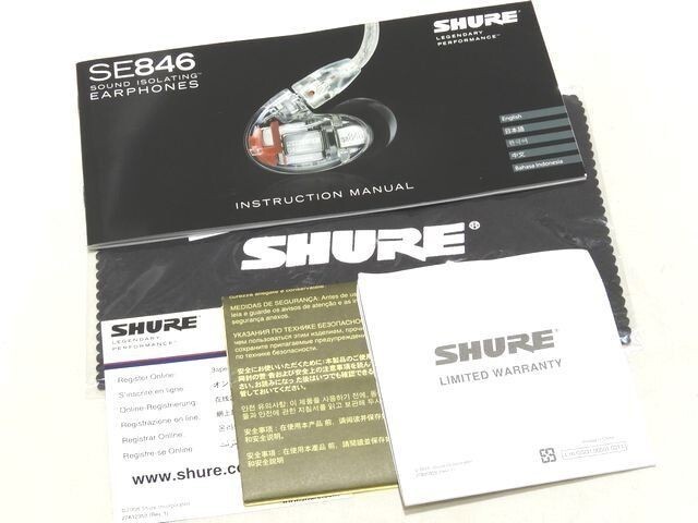 SHURE SE846CL-A Sound Isolating Earphone Balanced Armature Type Clear Color