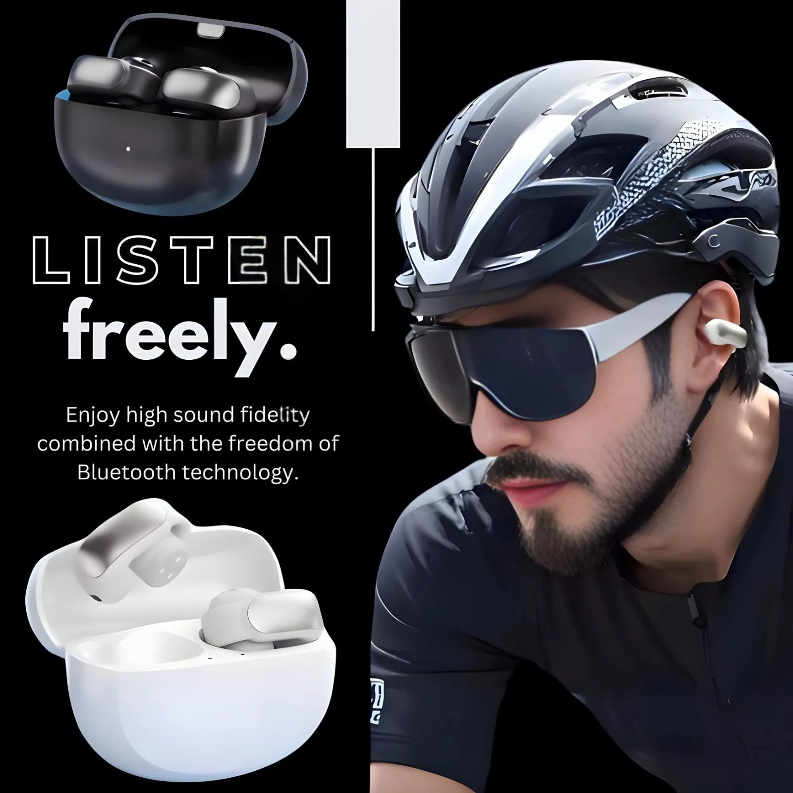 Ultra Open Earbuds True Wireless Bluetooth Open Earphones BLACK USA