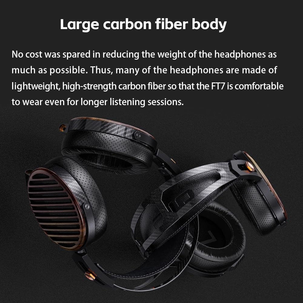 FiiO FT7 Open-Back 106mm Planar Magnetic Earphone Gold Diaphragm (Black)