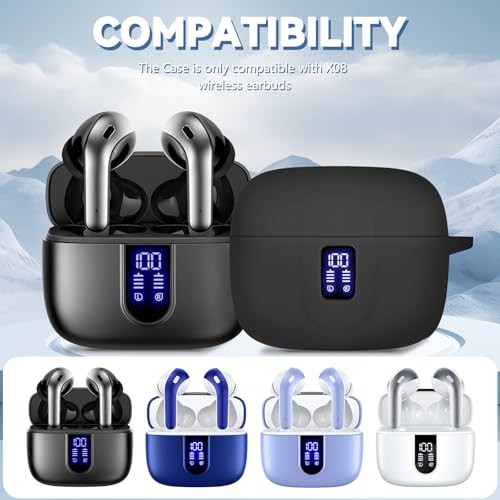 Silicone Case for TAGRY X08 Wireless Earbuds Case, Compatible with T4-Black