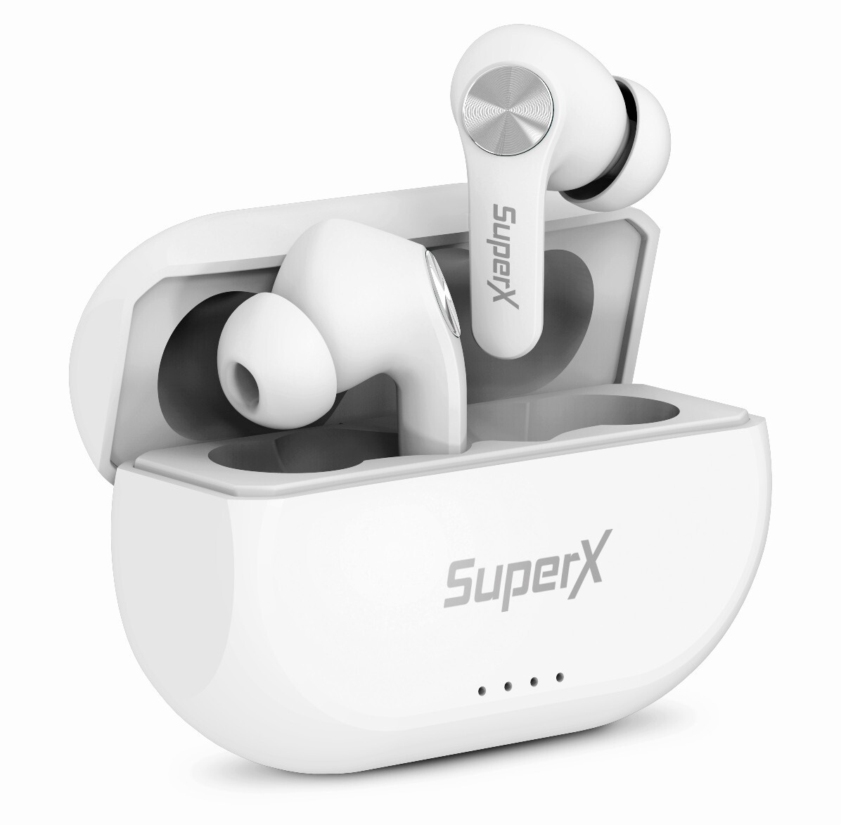 SuperX Ture Wireless Earbuds Bluetooth 5.0 ENBL, Built in Mic – Platinum Silver