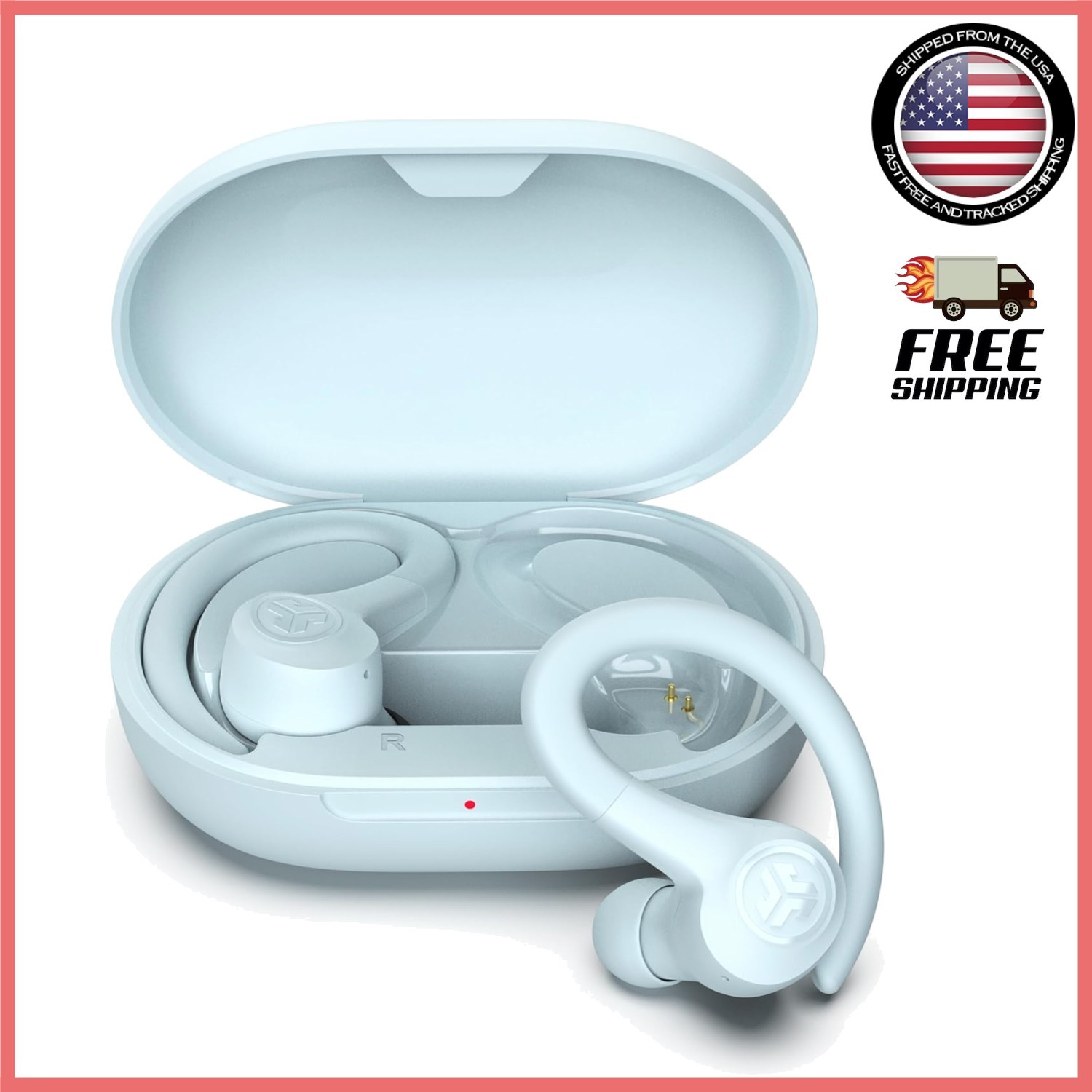 Sweatproof Go Sport+ Earbuds with Secure Fit & Custom EQ Settings – Light Blue