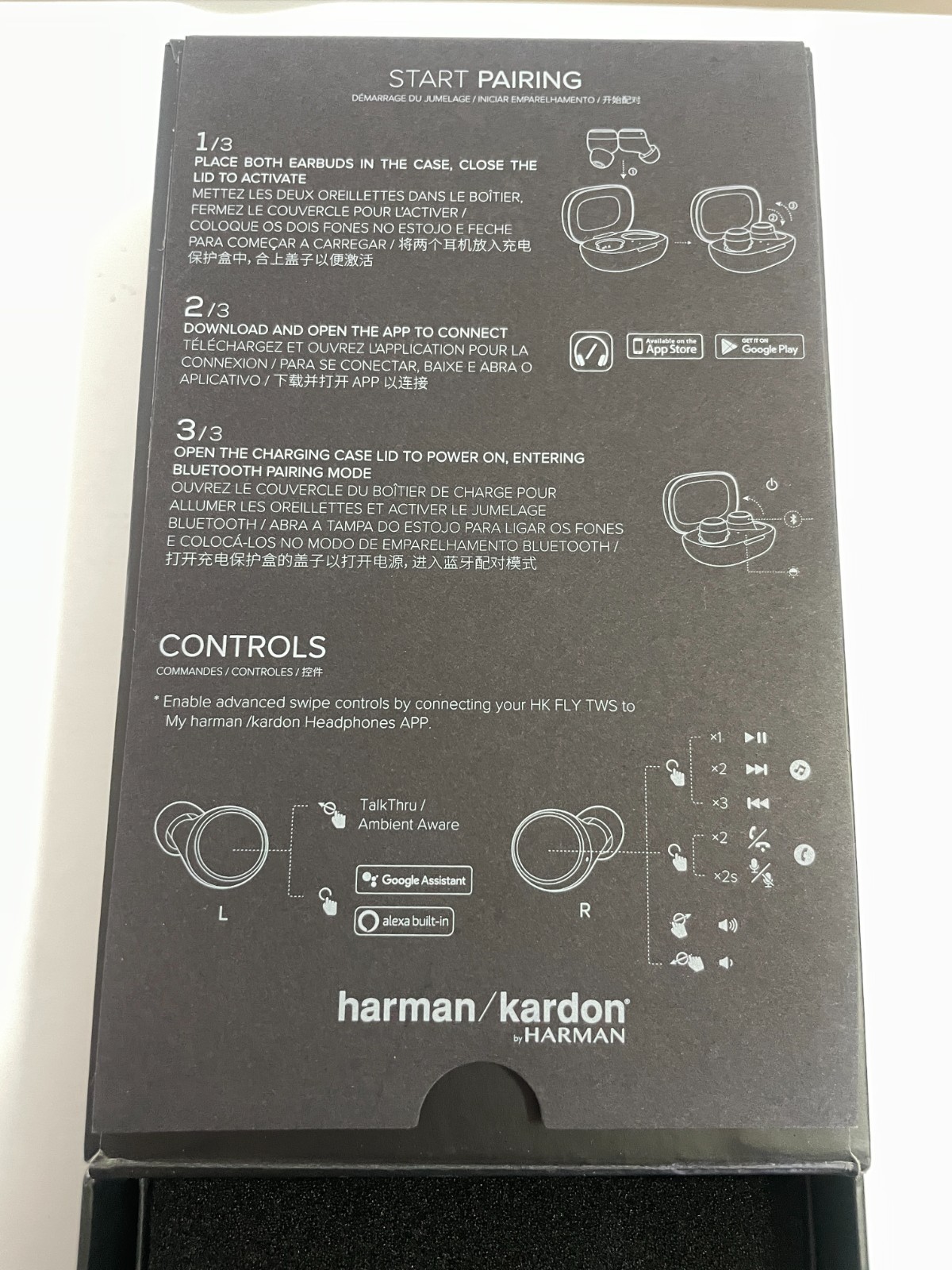 Harman Kardon Fly TWS Black Bluetooth Headphones with Google Alexa 30 Day Warranty