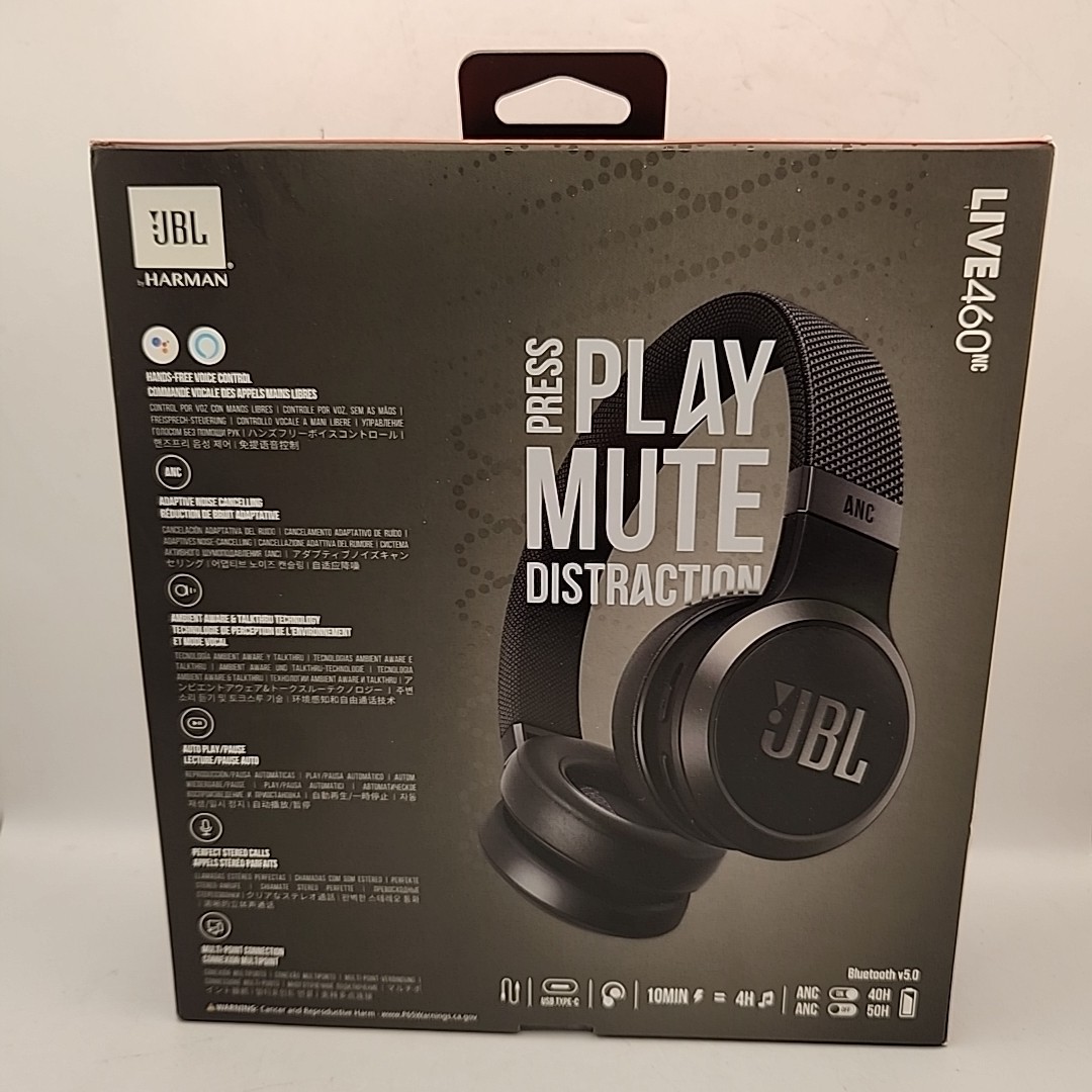 new ~ JBL Live 460NC Wireless On-Ear Noise-Cancelling Headphones – Black