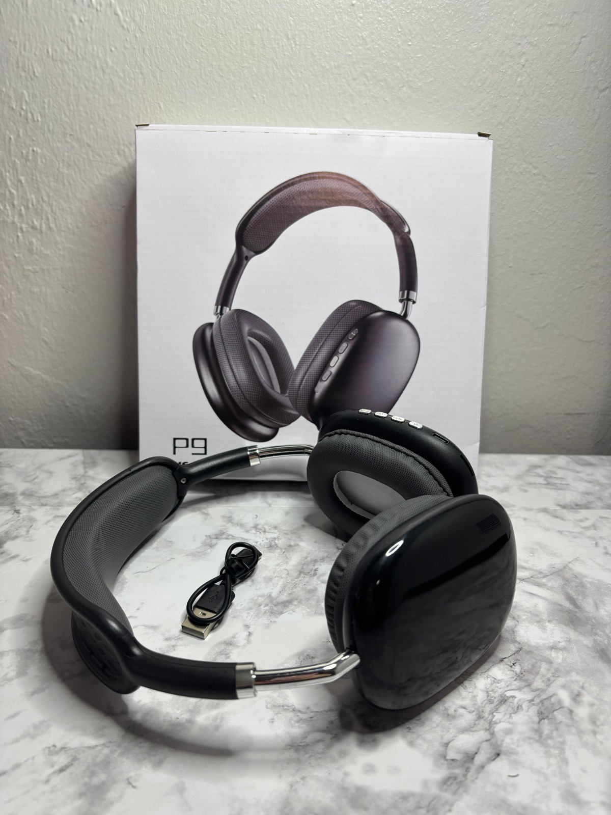 P9 Plus Max Over-Ear Headband Double Ear-Cup Headphones Black New In The Box