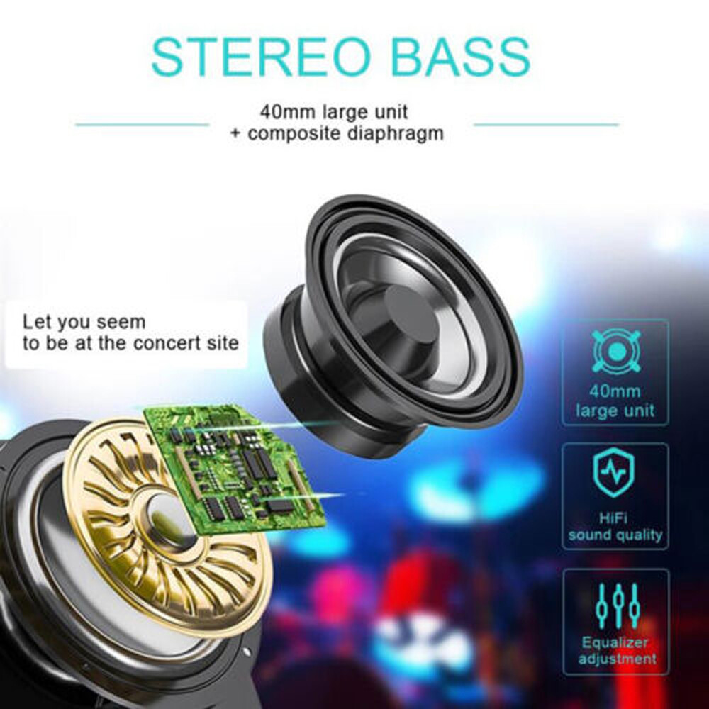 Wireless Headphones Headsets Super Bass Bluetooth Foldable Stereo Earphones Mic