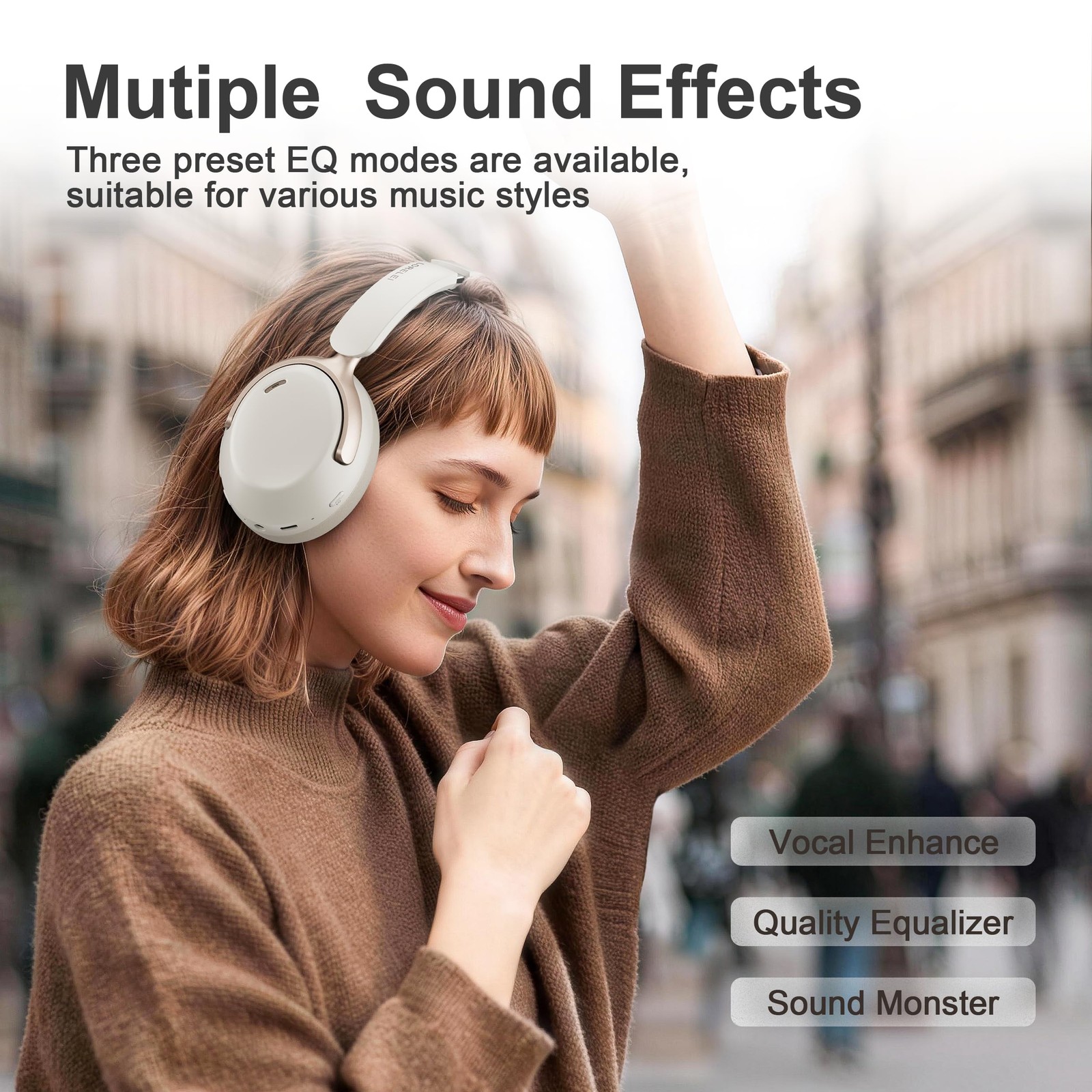 Q30 Bluetooth Headphones Over Ear,60H Playtime & 3 EQ Music Modes,BT6.0 Headp…