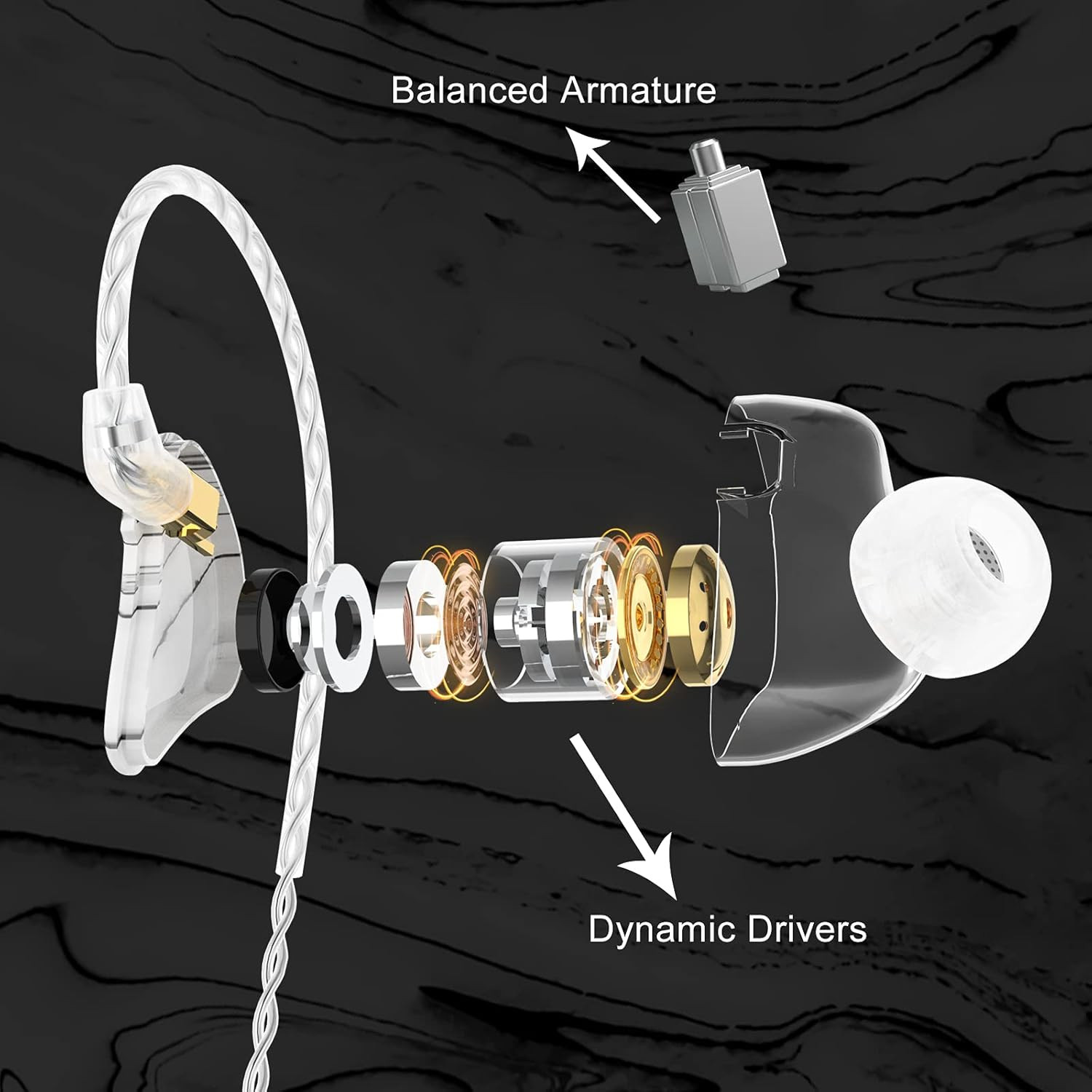 MMCX Triple Driver In-Ear Monitors with Rich Bass, Hifi Stereo IEM Earphones wit