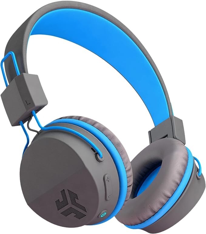 JLab Neon Bluetooth Folding On-Ear Headphones, Wireless Headphones, Blue, 30 Hou