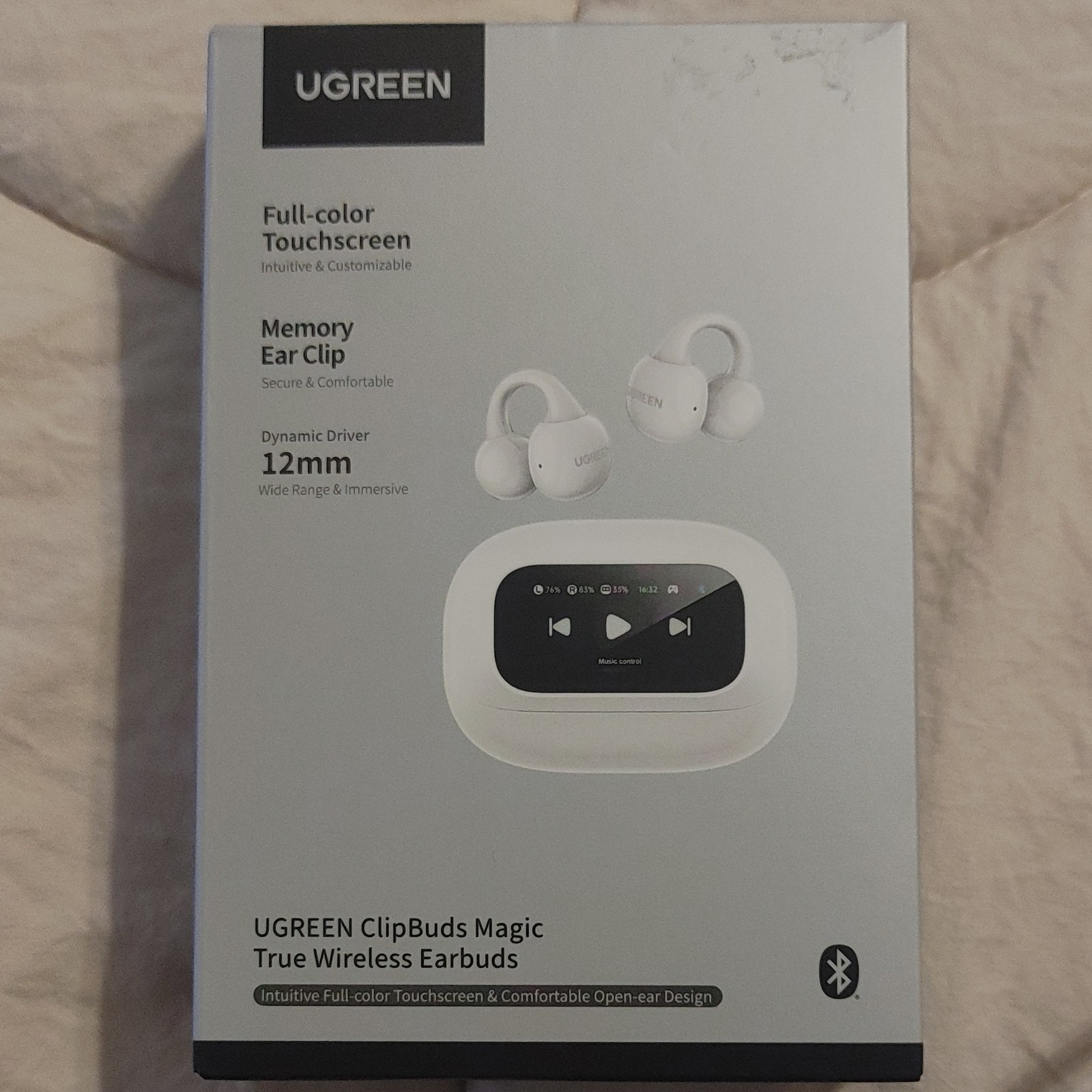 UGREEN ClipBuds Magic True Wireless Earbuds Touchscreen Case BT 5.4 12mm White