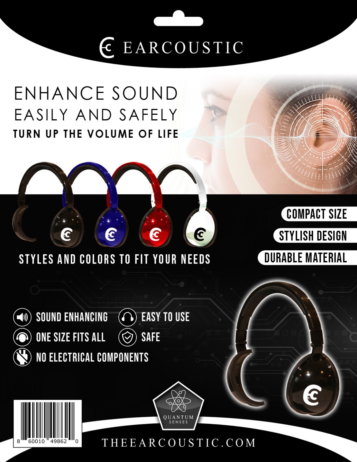 Earcoustic Headphones “Readers For Your Ears”, Hearing Aid Headphones