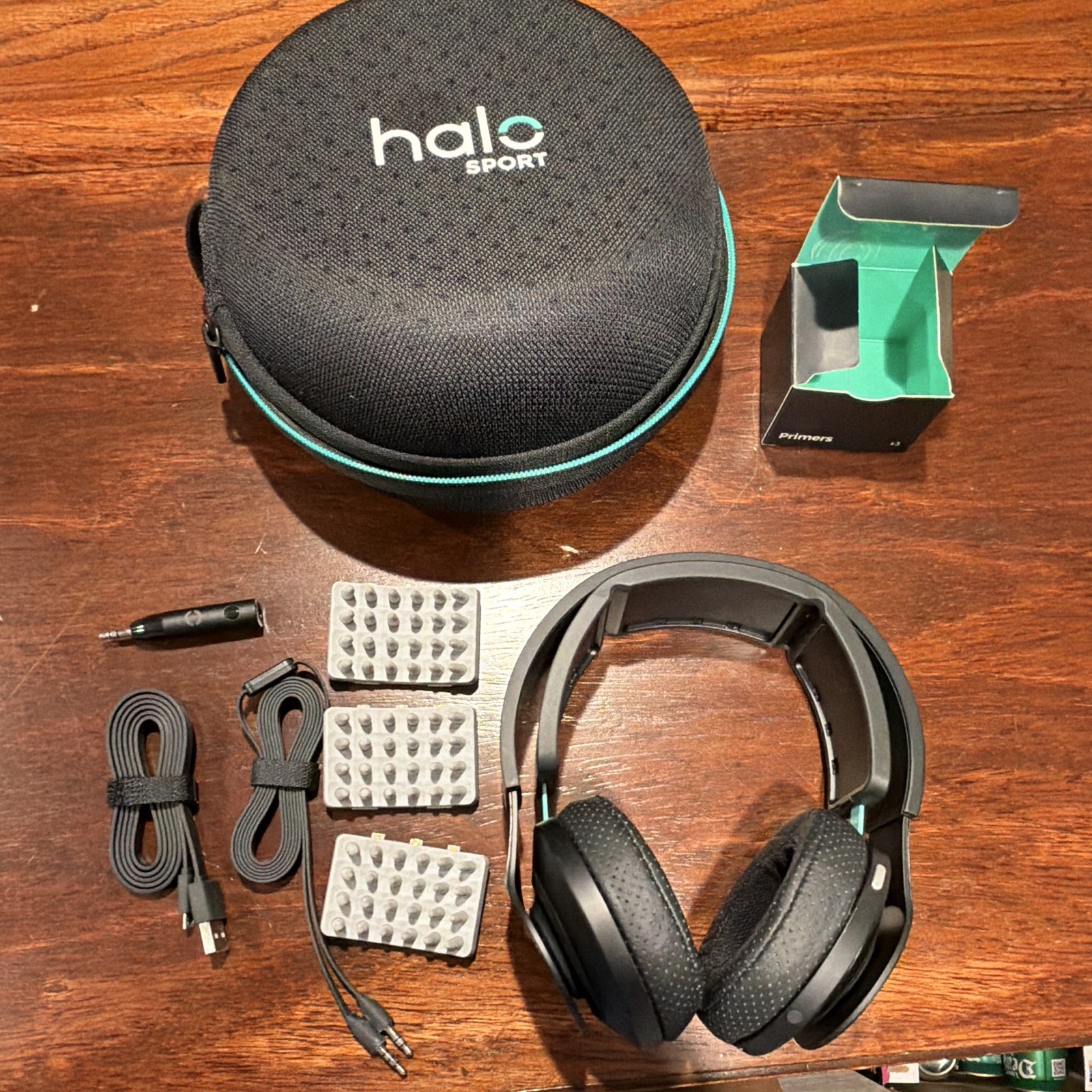 Halo Sport Over-Ear Headphones Black/Teal 3.5mm w/ Case & 3ft Cable