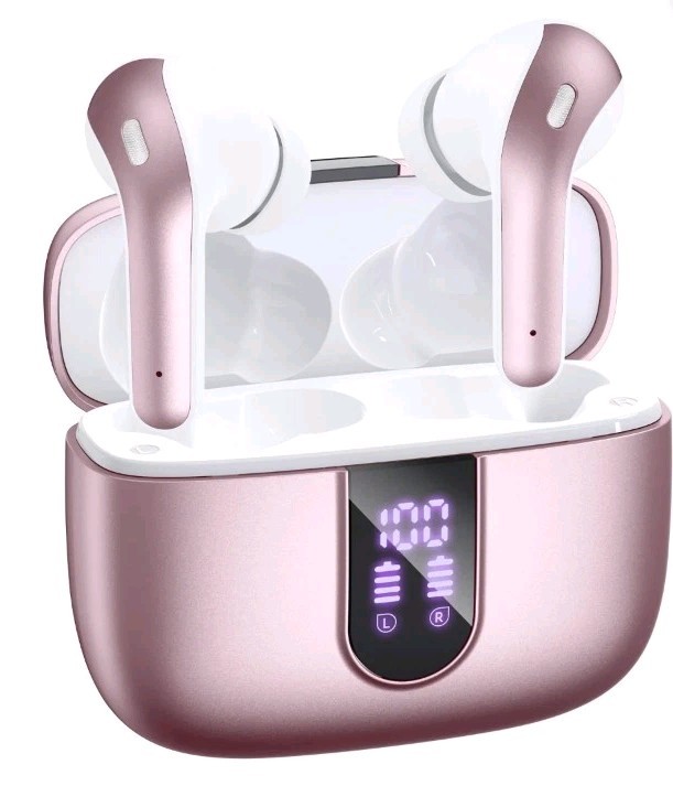 X8 Pink Bluetooth 5.4 Wireless Earbuds Touch Control Dual Display IP7