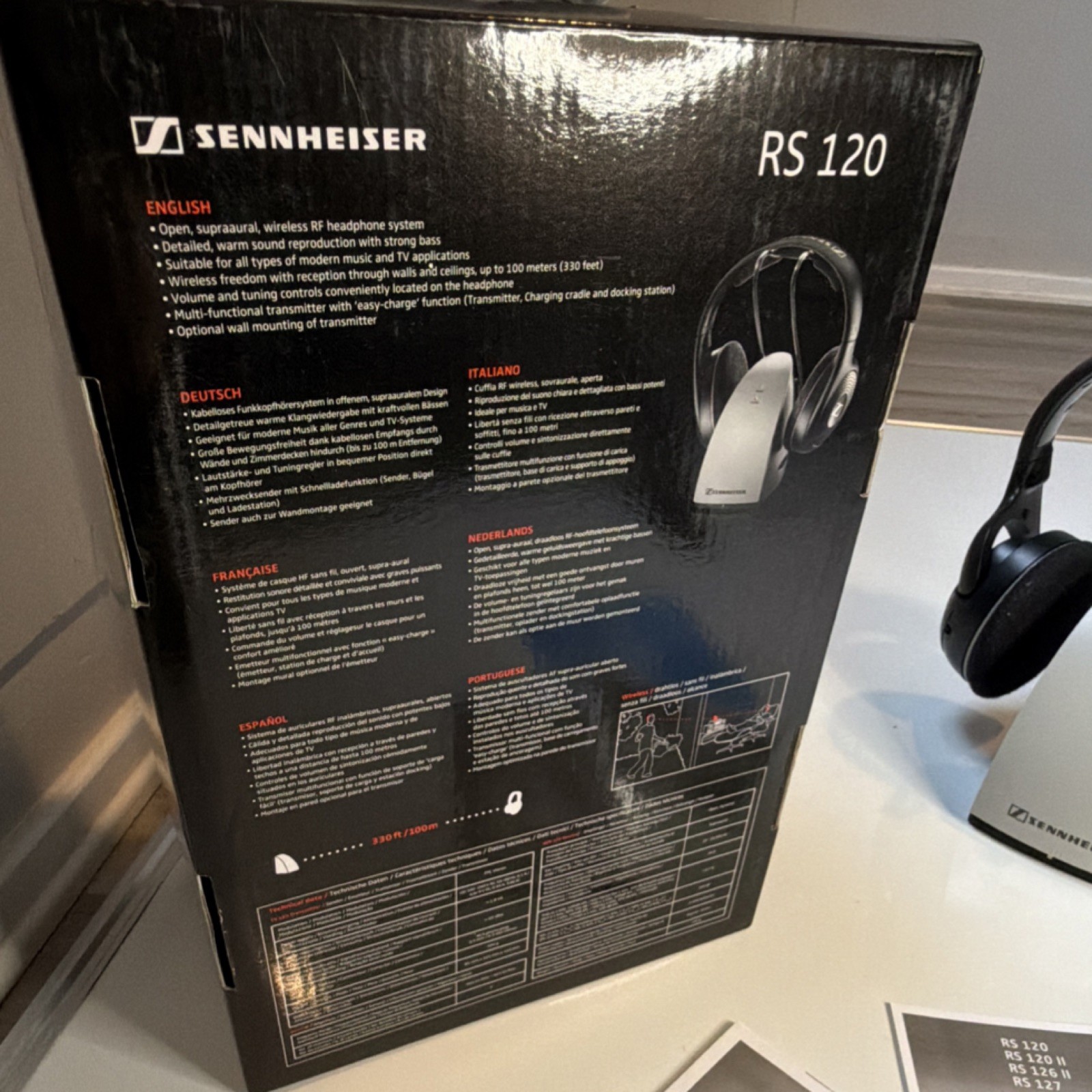 Sennheiser RS120 Wireless Headphones w/ Base Dock Untested Parts/Repair
