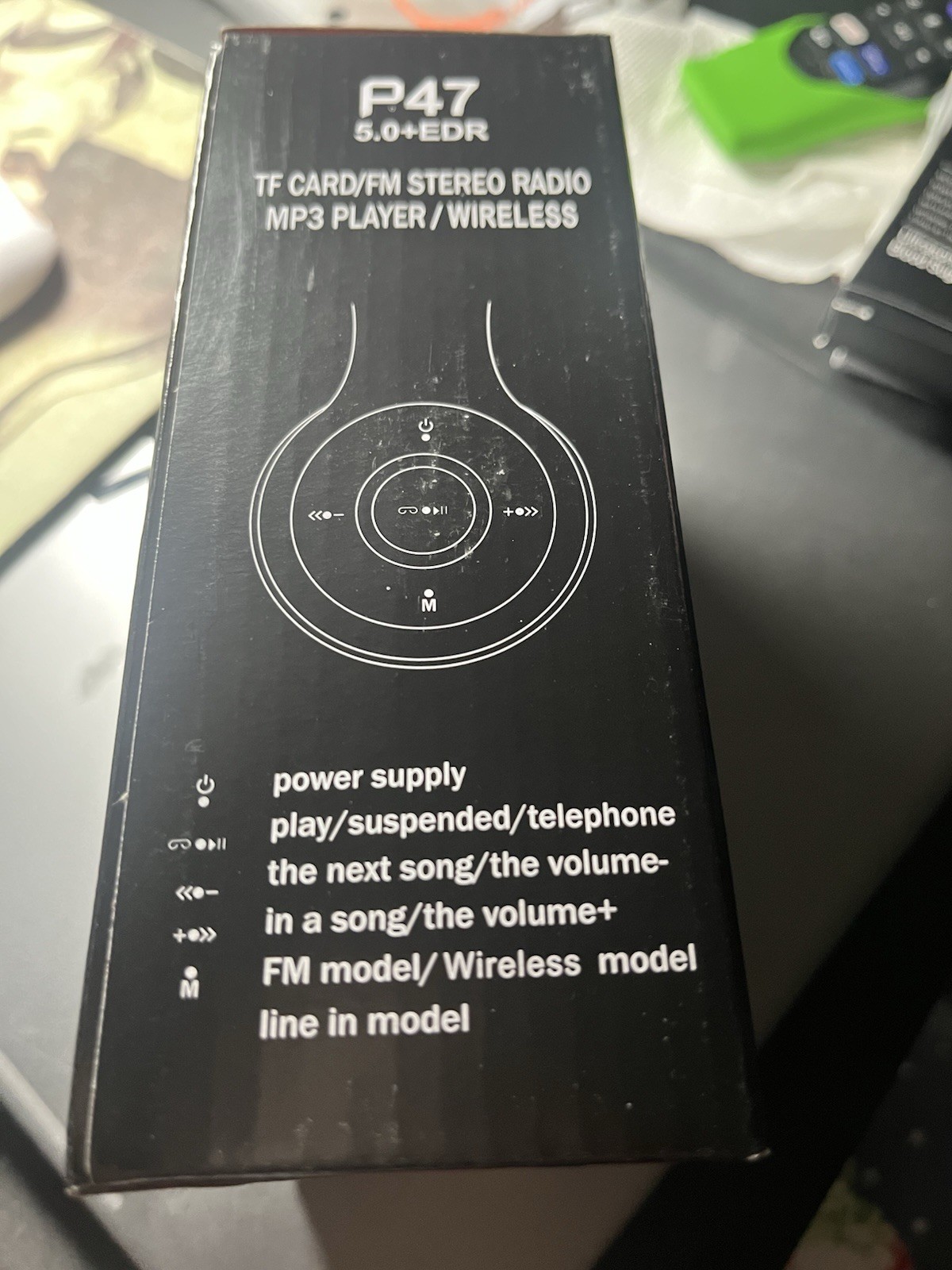 P47 5.0+EDR Bluetooth Wireless On-Ear Headphones Blue 40mm FM MP3