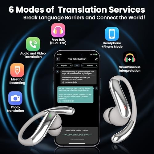50H AI Translation Earbuds – 4-in-1 – Real Time 50H Playtime Translator