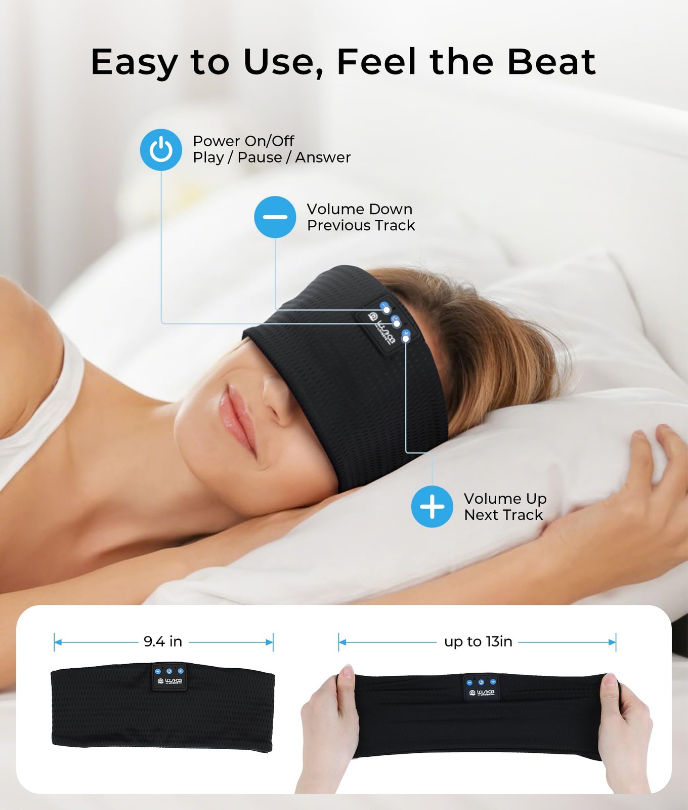 Mesh Black Bluetooth 5.4 Sleep Headphones Wireless Headband Sports Gadgets
