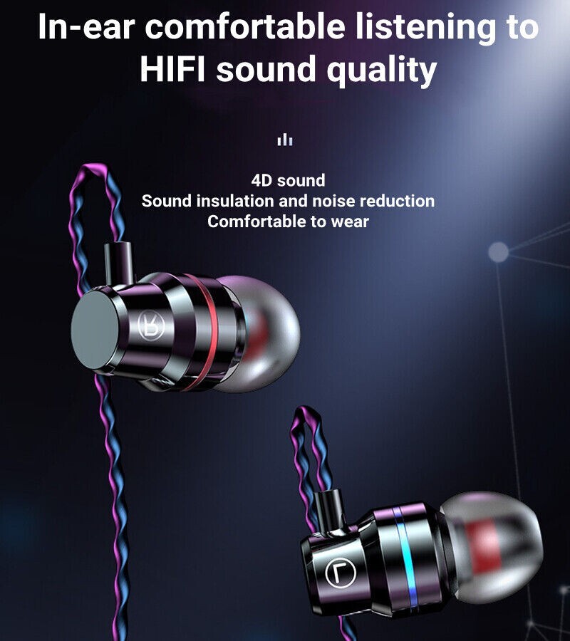 HIFI Bass Stereo Wired Earbuds Headset In-Ear Earphone Headphone MIC 3.5mm