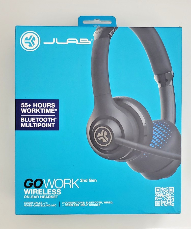 JLab GO Work Wireless On-Ear Headset 2nd Gen, Bluetooth, USB-C, Mic, Black – NEW